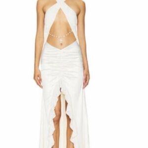 Chic Backless White Halter Dress